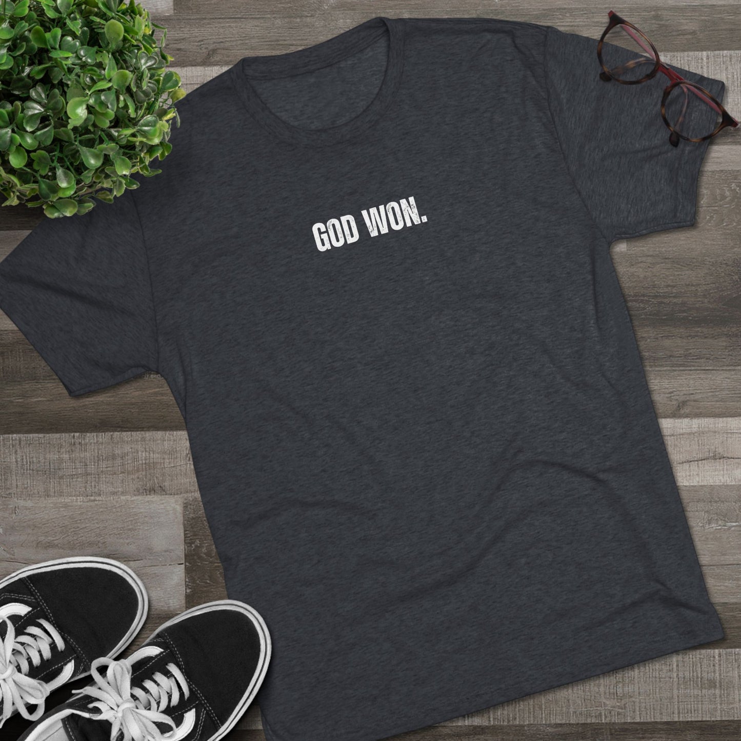 Unisex Tri-Blend Crew Tee - 'God Won' Inspirational T-Shirt