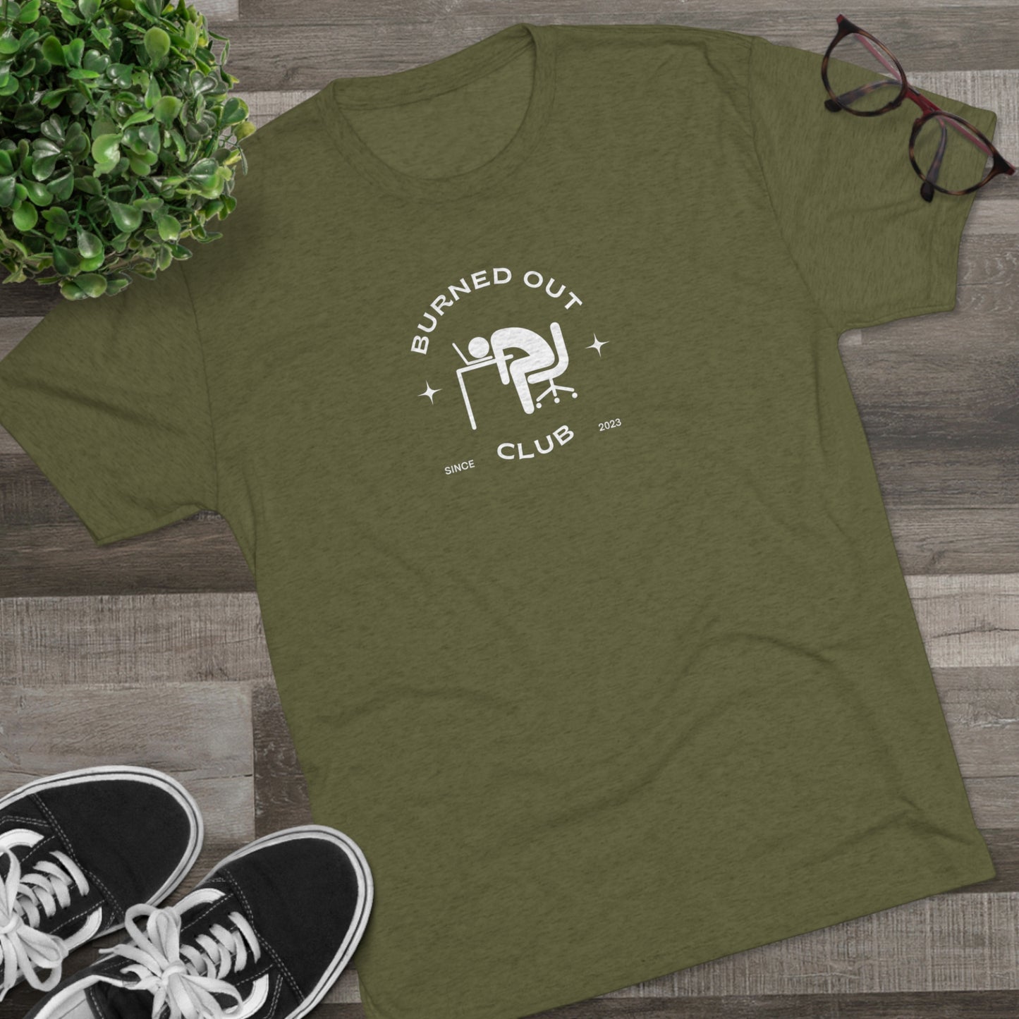 BURNED OUT CLUB 2 Unisex Tri-Blend T-SHIRT