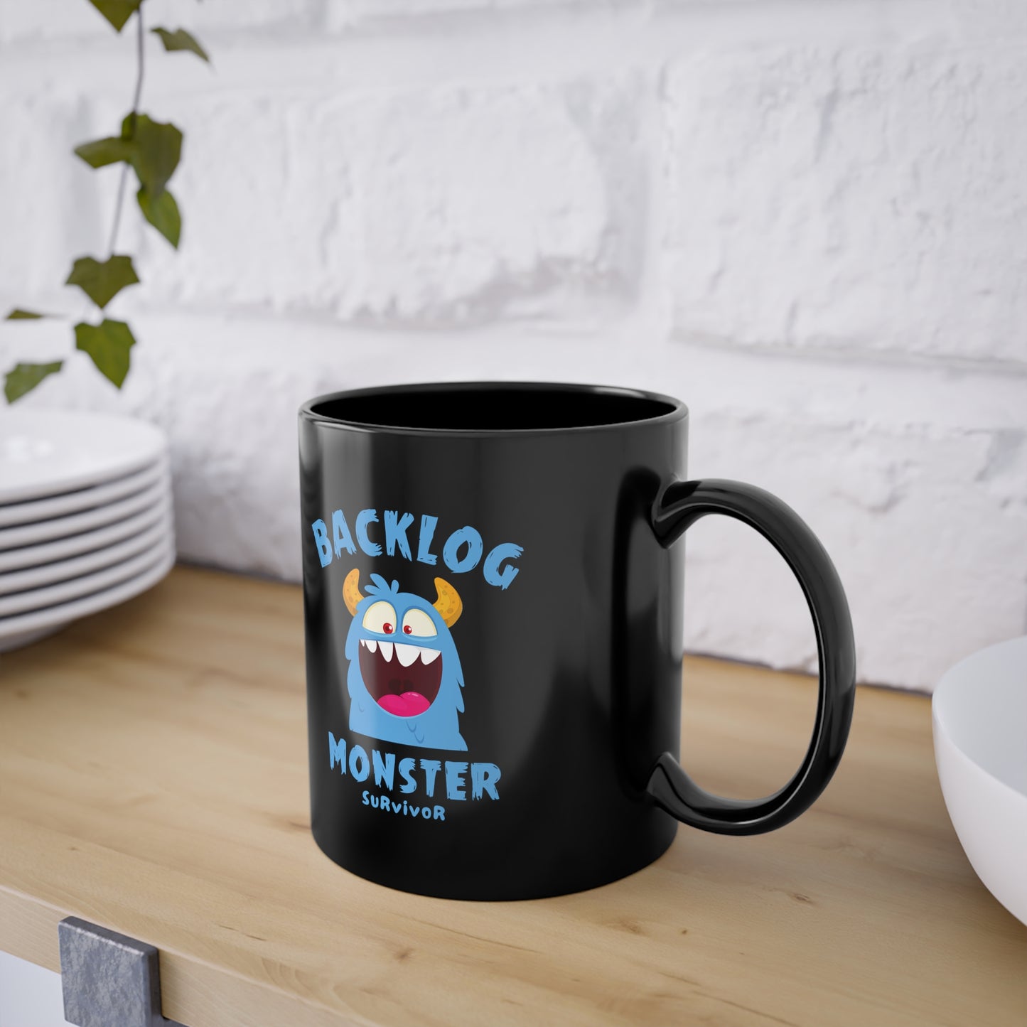 Backlog Monster Survivor - Black Coffee Cup, 11oz
