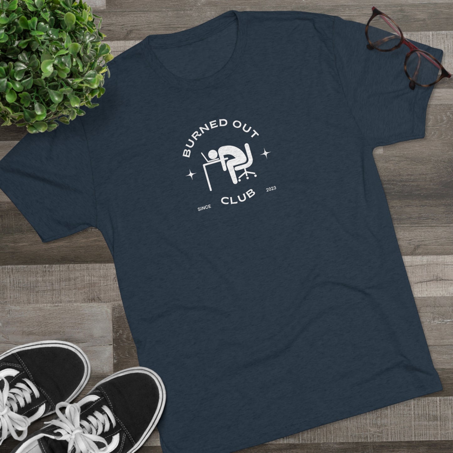 BURNED OUT CLUB 2 Unisex Tri-Blend T-SHIRT