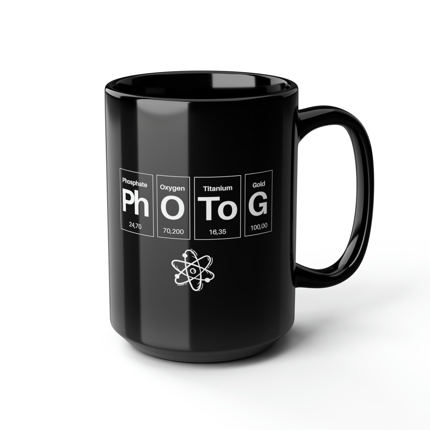 "PHOTOG" Chemistry Black Mug, 15oz