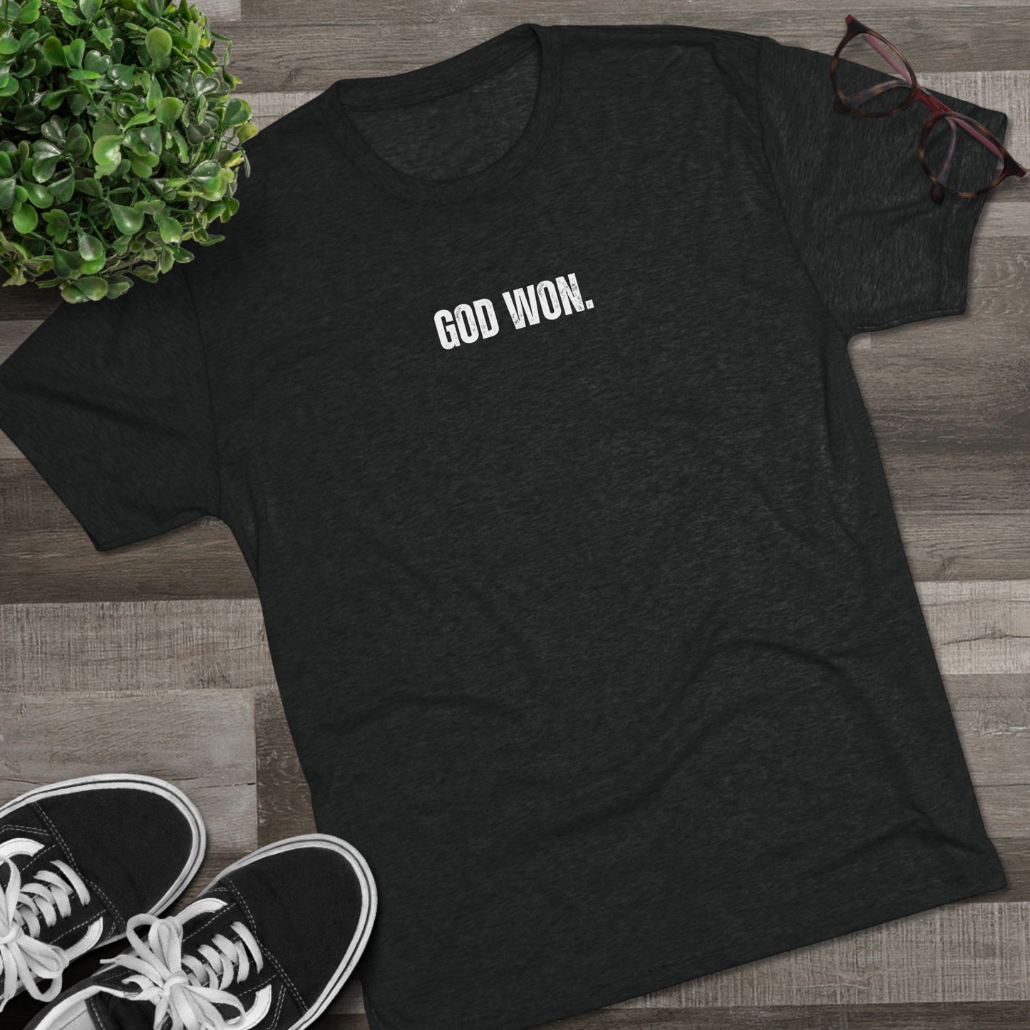 Unisex Tri-Blend Crew Tee - 'God Won' Inspirational T-Shirt