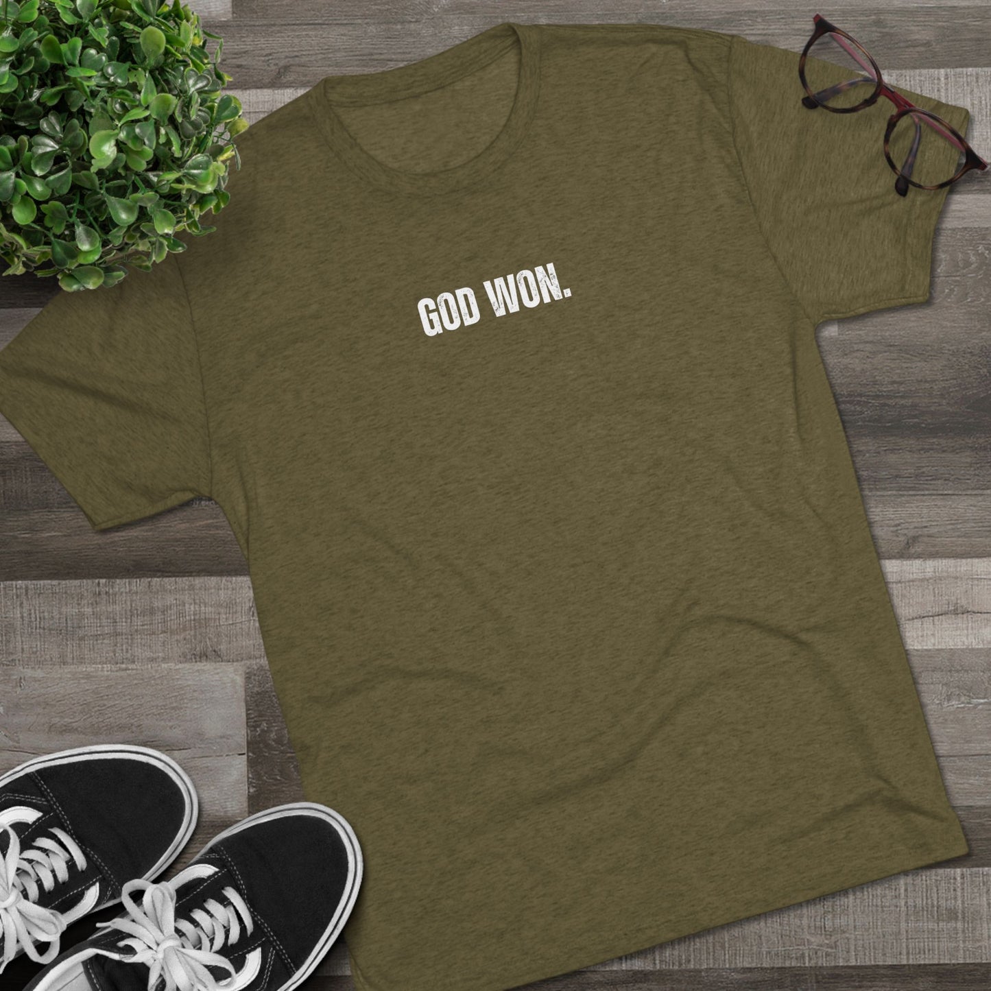 Unisex Tri-Blend Crew Tee - 'God Won' Inspirational T-Shirt
