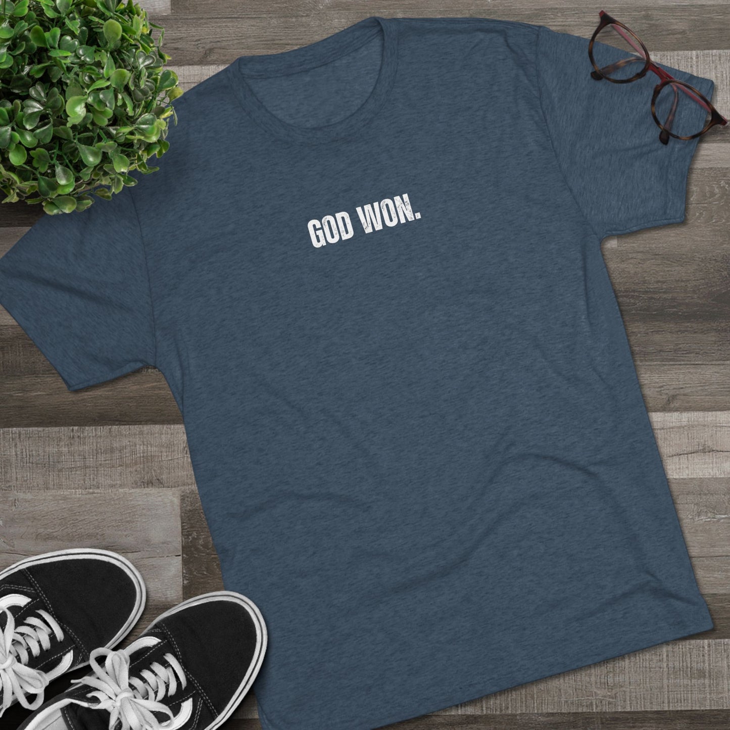 Unisex Tri-Blend Crew Tee - 'God Won' Inspirational T-Shirt