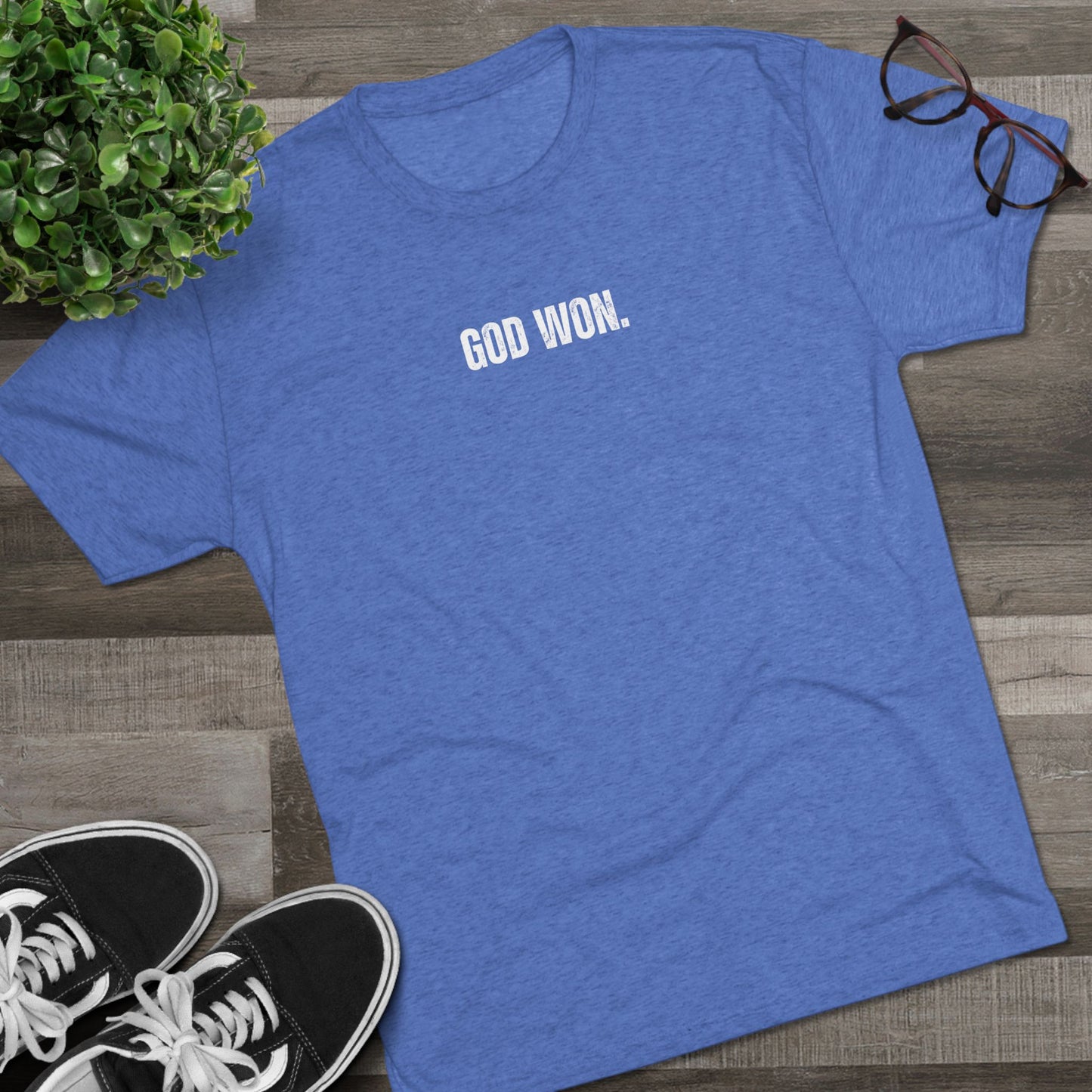 Unisex Tri-Blend Crew Tee - 'God Won' Inspirational T-Shirt